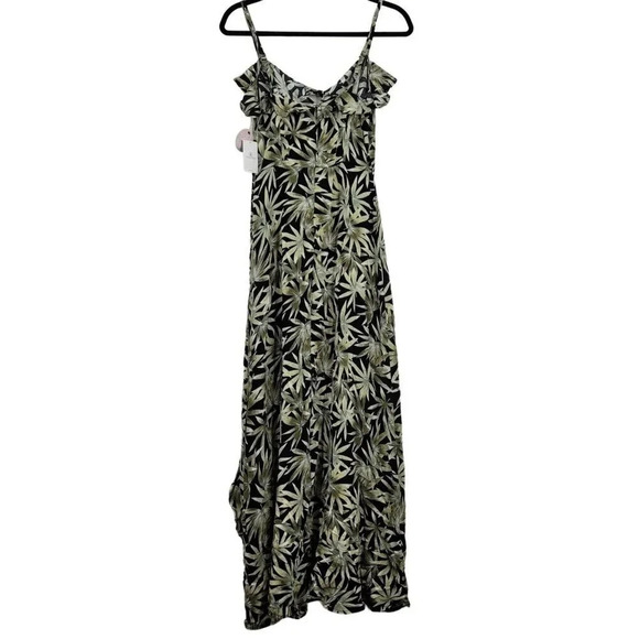 Volcom Coco Maxi Dress Green Black Leaf Print Sleeveless sz XS NWT $70 - Picture 4 of 11